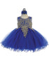 Baby Girls Multi Color Gold Lace Wired Tulle Flower Girl Dress 6-24M